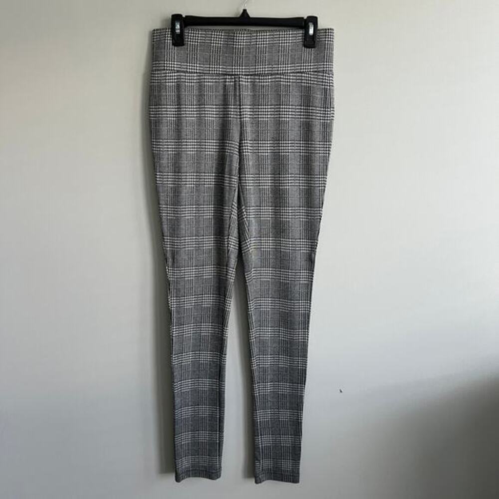 Tahari‎ Leggings Black Houndstooth Flat Wide Waistband Small